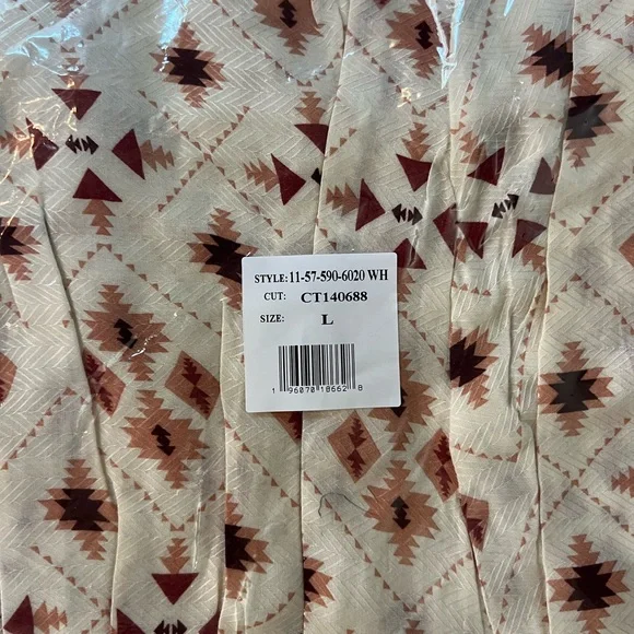 NWT In Packaging Stetson GAUCHO HERRINGBONE DRESS Size Large Cream Pink Western - Picture 9 of 9